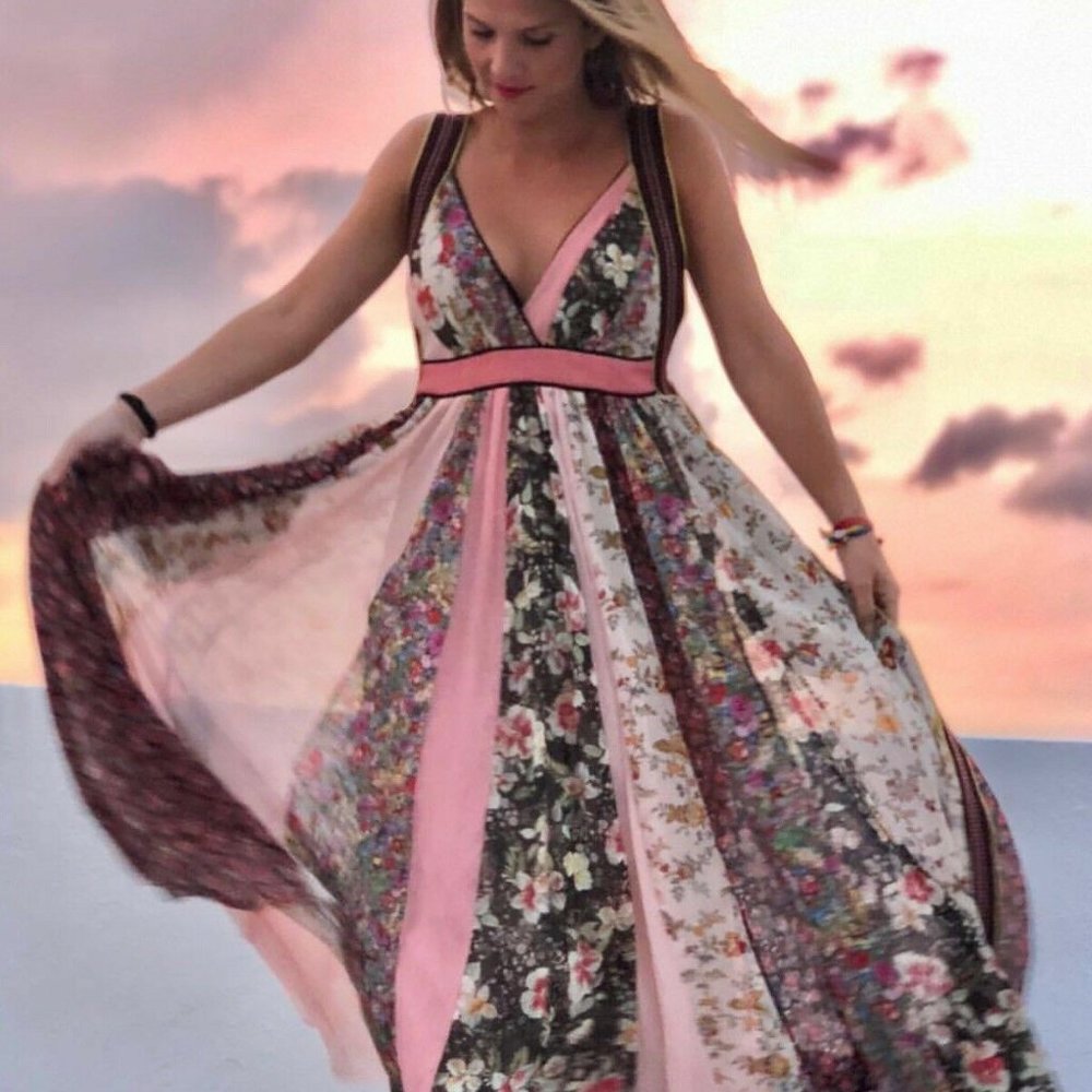 Zara Studio Shimmery Patchwork Maxi Dress